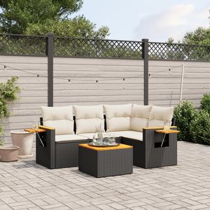 Conjunto de Sofás de Jardín de Ratán PE Negro con Patas Ajustables Grandes, Sofás de Jardín Ajustables - Product Image 1