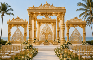 Mandap Haveli para Bodas Indias con Tres Pilares de Madera, Mandap Kalyana de Madera de Lujo, Estilo Templo del Sur de la India, para Bodas en EE. UU. - Product Image 2