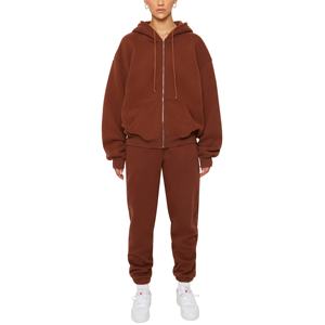 Survêtement d'hiver en coton et polyester écologique avec logo personnalisé pour femmes ensemble de jogging deux pièces - Product Image 2