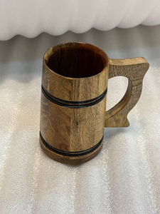 Cuenco Vikingo para Beber de 8 Pulgadas de Largo, Hecho a Mano, con Base de Madera Colorida de Lujo, Capacidad de 32 oz, Copa para Vino Blanco para Fiestas - Product Image 6