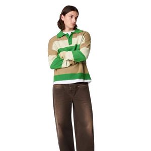 Pull en maille à rayures vertes pour homme, col polo, manches longues, pull décontracté, chaud, tricot d'hiver, logo personnalisé, fabricant OEM, usine OEM - Product Image 4