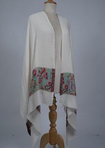 Châle en cachemire et laine fine VIC pour femme, élégant, avec bordure florale tissée, doux, chaud, de qualité supérieure, 70 x 200 cm - Product Image 4