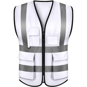 Chaleco DE SEGURIDAD blanco 2025 2XL Chaleco de comando de incidentes de PVC transpirable con 5 bolsillos y tiras reflectantes de alta visibilidad de 2" - Product Image 1