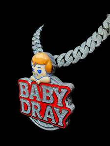 Pendentif personnalisé Hip Hop Iced Out en lettres VVS Moissanite, émail rouge, plaqué rhodium, argent 925, certifié pour hommes - Product Image 4