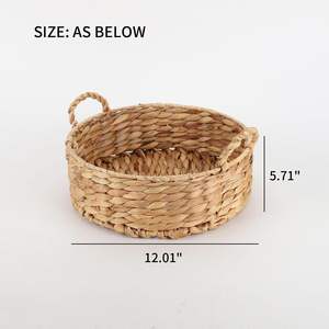 Cestas de Almacenamiento de Fibra Natural, Cesta Redonda de Jacinto de Agua con Asas Tejidas para Sala de Estar, Dormitorio, Lavandería, de Vietnam - Product Image 3