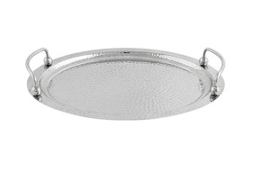 Plateau de service rectangulaire en métal, or rose et argent, design moderne, durable, pour les fêtes, en acier inoxydable - Product Image 2
