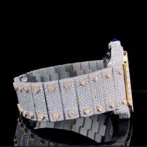 Reloj de Lujo con Caja de Diamantes, Esfera de Cristal de Zafiro y Moissanita Plateada, Movimiento de Cuarzo de 28 mm, Cierre Oculto para Hombre, Movimiento ETA, Día/ Fecha - Product Image 5