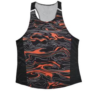 Men's O-Neck Sublimation Printed Tank <b>Top</b> Blue White Sporty Quick Dry Polyester <b>Mesh</b> Style - Product Image 5