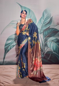 Pure <b>Satin</b> Silk Zari Weaving Elegant Party Saree with <b>Blouse</b> for Women - Product Image 5