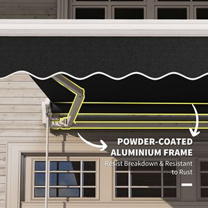 8FT X 6.6FT Retractable Awning for Patios Manual Exterior Sun Shade Folding Black Deck <b>Window</b> <b>Cover</b> UV Protection Terraces 3m - Product Image 6