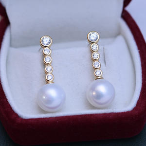 Pendientes de Perlas Redondas Blancas de Agua Dulce de 11-12 mm para Mujer, Oro S925 con Luz Intensa y Pequeñas Imperfecciones, Diseño Simple - Product Image 5