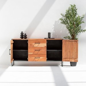 Buffet à 3 tiroirs et 2 portes Vandana Pebble Aston pour un rangement élégant et moderne à l'intérieur et à l'extérieur - Product Image 6