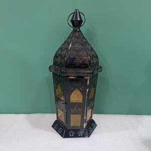 Artisan Design L642 Moroccan Iron Decorative <b>Lantern</b> with <b>Black</b> Finish - Product Image 6