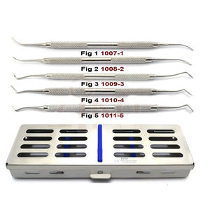 Juego de 5 desincrustadores dentales manuales con agarre moleteado, instrumentos quirúrgicos de metal plateado Clase I, Shuja Surgico - Product Image 6