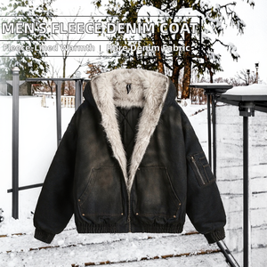 Chaqueta de Mezclilla Casual de Invierno para Hombre de Alta Calidad, Diseño Bordado, Forro Polar de Poliéster/Algodón, Secado Rápido, Personalizable - Product Image 3