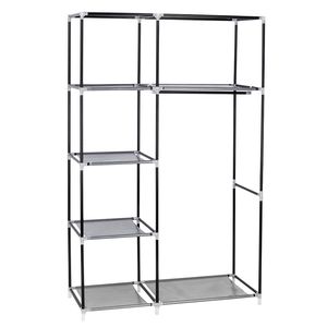 Organizzatore per Armadio Pieghevole Grigio da 64 Pollici, Scaffali Portabili per Vestiti, Scarpe e Borse, Cassetti in Plastica e Tessuto - Product Image 6