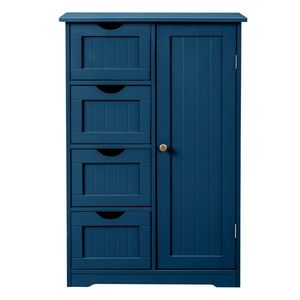 ตู้ห้องน้ำสีน้ำเงินกรมท่า 4 ลิ้นชัก 1 บาน ทำจาก MDF เคลือบสีเมลามีน ขนาด 56*30*82.5 ซม. ลายเส้นแนวตั้ง - Product Image 3