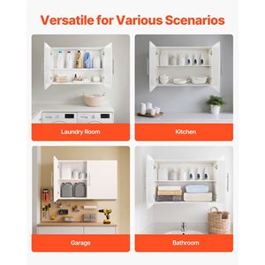 Armadio a Muro a 2 Ripiani da 36 Pollici con Mensola Regolabile, Armadietto a 2 Ante per Lavanderia, Cucina e Ripostiglio - Product Image 2