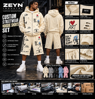 Ensemble sweat à capuche et short déchiré personnalisé pour homme, survêtement streetwear en coton oversize, marque privée, fabricant OEM