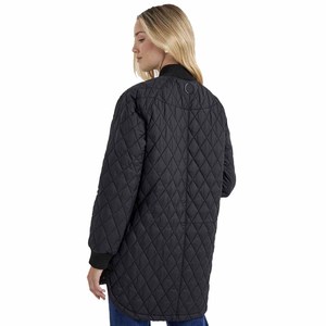Chaqueta Larga Acolchada Negra para Mujer Twin City, Cortavientos, con Cuello Alto Desmontable, Cierre de Cremallera y Bolsillos Delanteros - Product Image 2