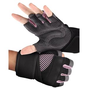 <b>Half</b> Finger Gym Fitness Gloves Black Pink Breathable Non <b>Slip</b> Adjustable Wrist Strap for Weight Lifting Training Workout Gloves - Product Image 6