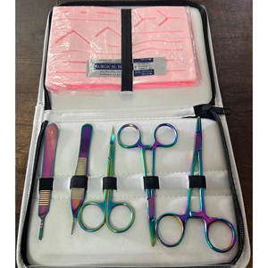 Kit complet de formation médicale avec coussin de suture réutilisable et ensemble d'instruments chirurgicaux arc-en-ciel pour les pratiques en laboratoire universitaire par Dentavex - Product Image 1