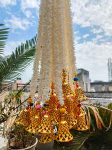 จัสมินระฆังฟิวชั่นแบบแขวน Mandir Puja ตกแต่งแขวนประตูบ้านใหม่อินเดียใต้ฉากหลังแต่งงาน nikah ตกแต่งเทศกาล - Product Image 5