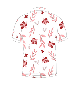 Camisa polo con estampado floral rosa y blanco para hombre, camisa de golf informal de manga corta a la moda de verano - Product Image 2