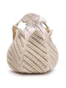 Bolso de mano con forma de flor, cristal, diamantes de imitación, perlas de imitación, estilo vintage para mujer, monedero de boda, chapado en oro, con cordón de 3m, estilo bohemio - Product Image 4