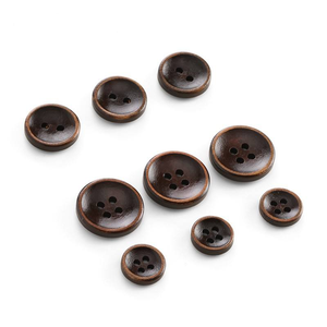 กระดุมไม้ทำมือสำหรับเสื้อผ้าสไตล์วินเทจ กระดุมไม้แบบแบน 4 รู สำหรับเสื้อผ้าและงานฝีมือ - Product Image 2