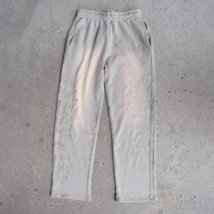 Nouvel Arrivage Pantalon de survêtement pour homme en coton molletonné délavé à l'acide avec strass, style décontracté, logo personnalisé - Product Image 3