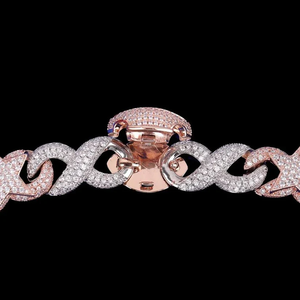 Luxury Rose Gold Plated 10K/14K Lab Grown S925 <b>Statement</b> <b>Necklace</b> with Diamond Star Link Chain Design Unisex Wedding - Product Image 6
