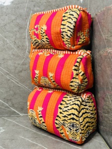 Tiger Print Handmade Quilted Cotton Zipper 3-Piece Toiletry Pouch for Printed Makeup Accessories <b>Bag</b> Travel Organizer Beauty - Product Image 3