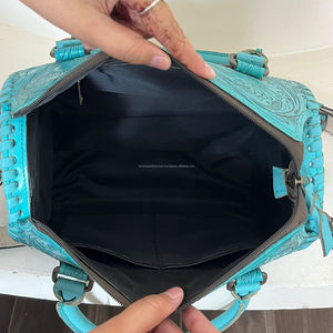 2026 New Luxury Floral Hand <b>Tooled</b> <b>Leather</b> Turquoise Speedy Bag for Women's Cowgirl Genuine Cow <b>Leather</b> Handbag Shoulder Purse - Product Image 6