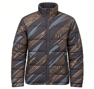 custom unisex sublimated puffer jacket winter warm dark teal blue circuit topo print <b>bubble</b> <b>coat</b> windproof padded street <b>coats</b> - Product Image 5