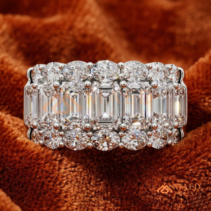 Luxury Statement <b>Ring</b> 925 Sterling <b>Silver</b> <b>Emerald</b> and Oval Cut Lab Diamond Wedding <b>Ring</b> for Women <b>Emerald</b> Cut wedding bands. - Product Image 2