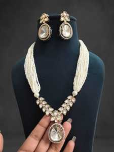 <b>Bridal</b> Gold Plated Kundan Necklace <b>Set</b> Choker & Earrings Festive Wedding <b>Jewelry</b> Women's Party Classic - Product Image 2