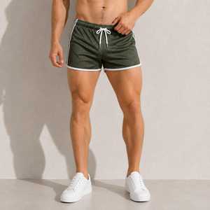 Pantalones Cortos Deportivos para Hombre, Rojos, Sólidos, con Cordón, Ecológicos, de Secado Rápido, Transpirables, de Poliéster - Product Image 5