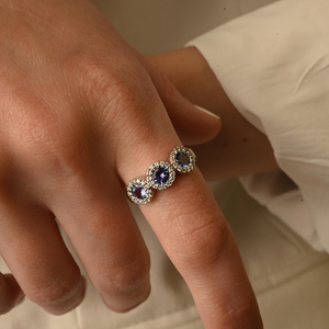14K Gold <b>Sapphire</b> and Diamond <b>for</b> Trinity <b>Ring</b> <b>for</b> <b>Women</b> - Product Image 5