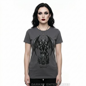 T-shirt Femme Imprimé Porte de Château Gothique Rouge Vin, T-shirt Graphique Esthétique Foncé, Fabricant de Vêtements Personnalisés, Haut en Coton Bordeaux OEM - Product Image 6