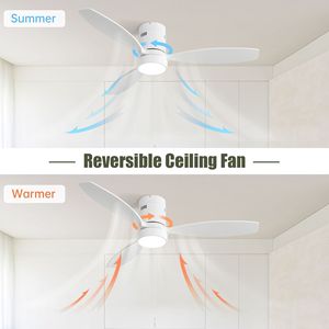 Ventilatore da soffitto a LED da 52 pollici per interni ed esterni con pale in legno massello, motore silenzioso reversibile, telecomando e luce - Product Image 5