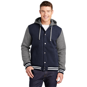 Chaqueta Letterman Personalizada con Cuerpo de Lana Premium, Mangas de Cuero, Logotipo Bordado en el Pecho y Parches de Chenilla en la Espalda - Product Image 1