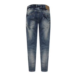 Jean en denim tricoté taille haute pour homme, coupe droite, délavé au laser, écologique, séchage rapide, pantalon décontracté ODM pour la vie urbaine - Product Image 5