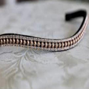 Correa de cuero negro para cejas de caballo, diseñada con perlas de banda de cuero inglés 3 filas y cristales, cadena ostentosa en todos los tamaños personalizados, novedad de 2022 - Product Image 1