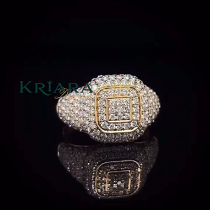 Bague signet de luxe unisexe en argent 925 avec diamants de laboratoire taille brillant rond couleur D, bijoux pour usage quotidien - Product Image 4