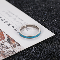 Bague en titane de 3 mm avec incrustation de turquoise naturelle, alliance plate en argent pour femmes et hommes, bijoux bohèmes nature en gros