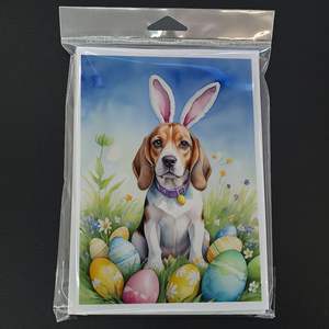 Whimsical A7 Tamaño 5x7 Beagle Easter Egg Hunt Tarjetas de notas en blanco Paquete de 8 con sobres para saludos - Product Image 3
