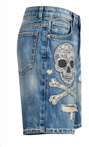 Shorts Vaqueros Personalizados para Hombre, Estilo Y2K, Cintura Media, con Pedrería, Lavado a la Piedra, Diseño Casual, 100% Algodón, Color y Talla Personalizables - Product Image 3