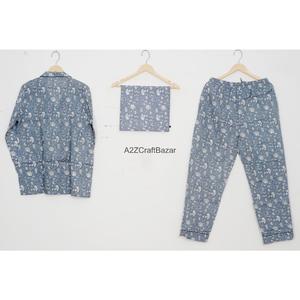 Conjunto de Pijamas para Mujer 100% Algodón, Transpirable, para Todas las Temporadas, con Cintura Elástica, Mangas Largas, Diseño Floral, Ropa Cómoda para el Hogar - Product Image 4