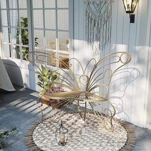 Panca a Farfalla in Ferro Robusto da 50 Pollici, Colore Marrone, per Spazi Esterni - Ideale per Veranda, Prato, Giardino, Cortile - Product Image 3